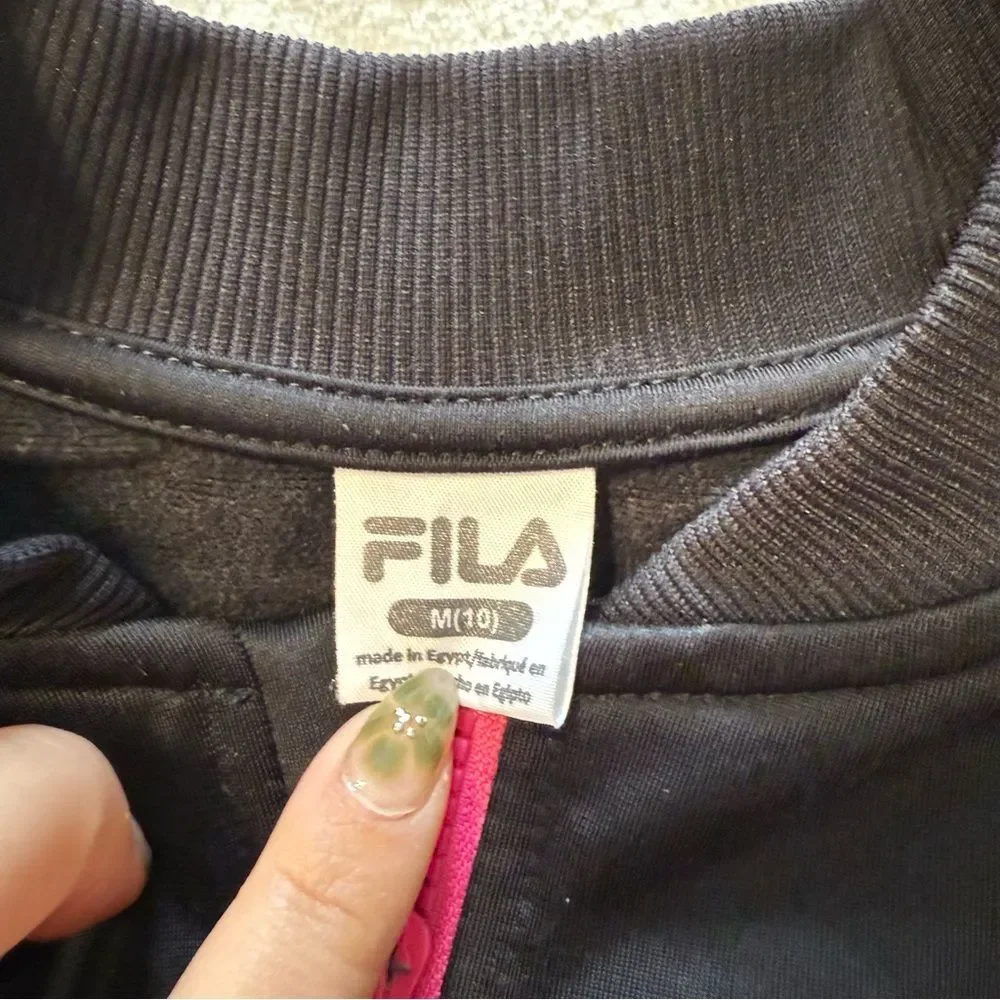 Fila sport Girls size M (10) black and pink full zip jacket